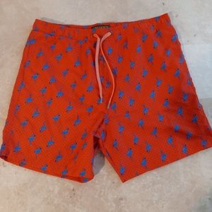 Men's extra large surf society swimwear orange with blue flamingos new